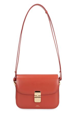 A.P.C. Womens Grace Small Leather Crossbody Bag Brown Cowhide Shoulder