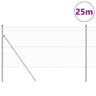 Berkfield Home Hexagon Fence 1.4x25 m Galvanised Steel in Silver