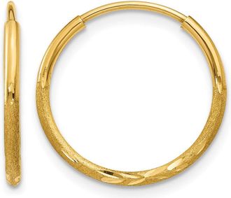 Diamond2Deal 14k Yellow Gold 1.20mm Diamond-cut Endless Hoop Earring