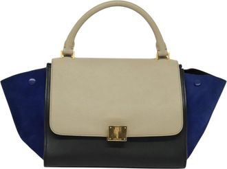 Celine Tricolor Trapeze Bag Leather Beige Leather Handbag (Pre-Owned)