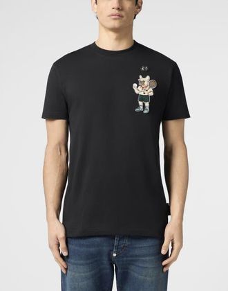 Philipp Plein Round Neck T-Shirt New York Tennis Patch Men in Black at Nordstrom, Size Xx-Large