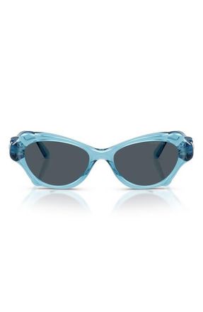 Swarovski 52mm Cat Eye Sunglasses in Transaprent Light Blue /Grey at Nordstrom