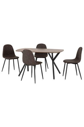 Seconique Athens Rectangular Dining Set in Brown