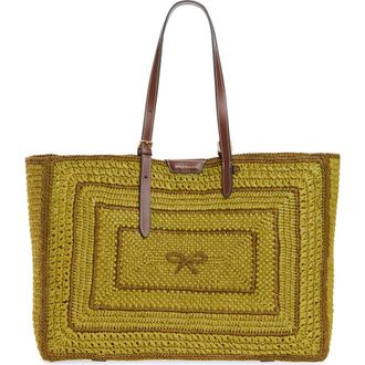 Anya Hindmarch East West Bow Raffia Tote in Caper at Nordstrom