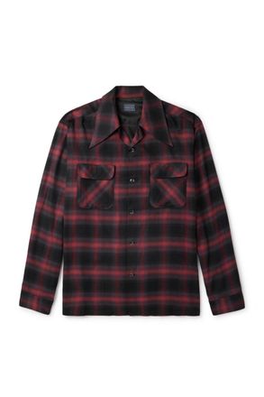 KAPITAL Camp-Collar Checked Cotton-Blend Flannel Shirt