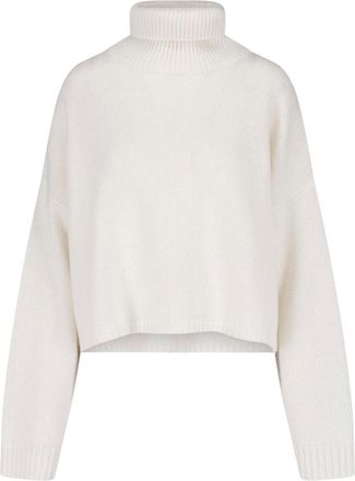 Lisa Yang Cropped Boxy High Ribbed Turtleneck Knit Sweater