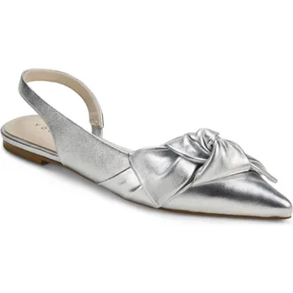 Yosi Samra Violet Half dOrsay Pointed Toe Slingback Flat in Silver at Nordstrom, Size 8 M