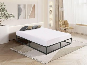 Vente-Unique Metal Slatted Frame Base 160 X 200 Cm - 2 X 19 Slats - Black - RAMMUS | Size: Double