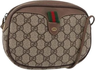 Gucci Pre-owned Cross Body Bags, female, Beige, Size: ONE SIZE Pre-owned Vintage GG Canvas Shoulder Bag