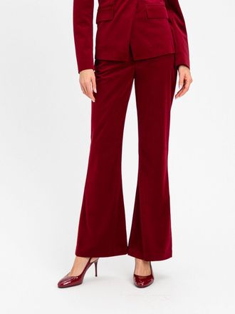 Twin-Set Pantaloni flared in velluto con chiusura a scomparsa