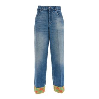 Valentino Garavani Wide Jeans, female, Blue, Size: W25 Pantalone in denim