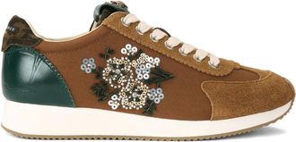 Kurt Geiger Islington sneakers met pailletten en bloemen - Bruin