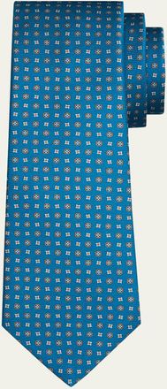 Kiton Mens Geometric Silk Sevenfold Tie
