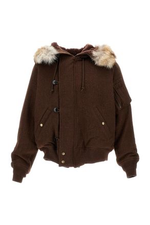 Kaptain Sunshine Brown Zip-Up Coat With Fur Collar And Practical Detailing
