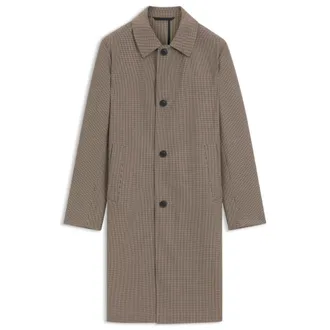 BOSS Relaxed-fit water-repellent coat in houndstooth virgin wool