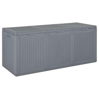 Berkfield Home Garden Storage Box Grey PP Rattan 270 L