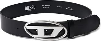 Diesel Cintura in pelle con fibbia logata - Nero