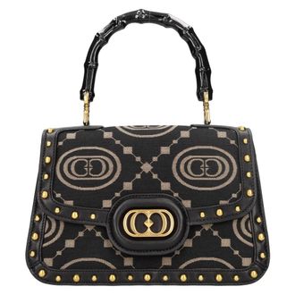 La Carrie Tassen, Dames, Zwart, ONE Size, Bamboe, Monogram Hand Bag Jacquard