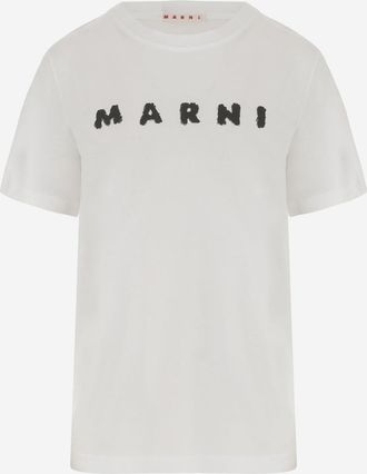 Marni White Crewneck Logo T-Shirt