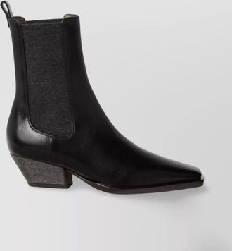 Brunello Cucinelli leather ankle boots cuban heel