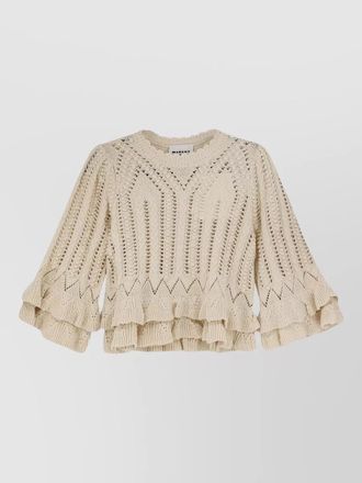Isabel Marant cotton sweater ruffles crew neck bell sleeves