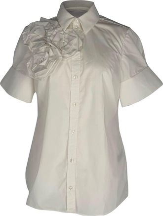 Erdem Erdem Floral-Appliqu&eacute; Shirt in White Cotton