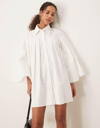 Ghospell pleated mini dress in pearl white