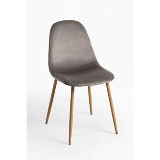 Regalos Miguel Sillas Comedor - Silla Teok Terciopelo - Gris Oscuro