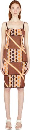 Ahluwalia Studio Grafische Gebreide Merino Jurk - Dames - Casual kleedjes - Oranje - XS - Wol - Kleedjes