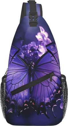 Generic Lovely Purple Butterfly Shoulder Bag Trendy Crossbody Bag Breathable Daypack For Casual Runner Women