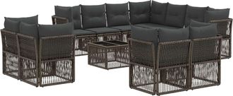 vidaXL Conjunto De Sof&aacute;s De Jard&iacute;n 12 Uds. Gris Rat&aacute;n Sint&eacute;tico Vidaxl