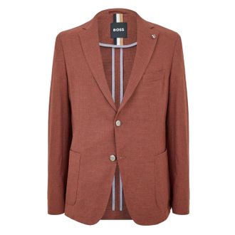 HUGO BOSS Heren Hanry Gestructureerde Notch Neck Blazer (Rood)