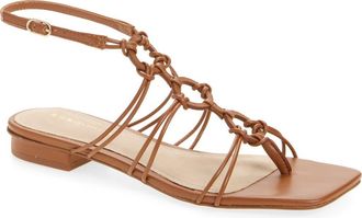 Koko + Palenki Catia Ankle Strap Thong Sandal in Tan Leather at Nordstrom, Size 7.5