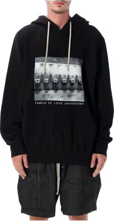 Rick Owens Hoodies & sweatvesten, Heren, Zwart, L, Katoen, Oversized Hooded Sweatshirt