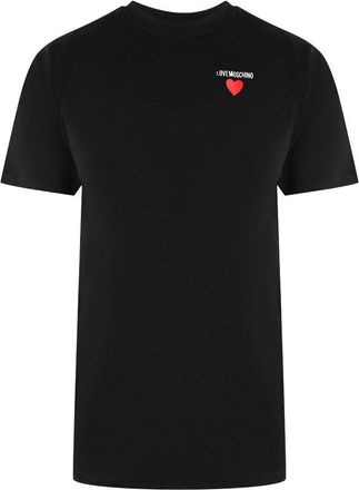 Love Moschino Heren Hart Logo T-Shirt (Zwart)