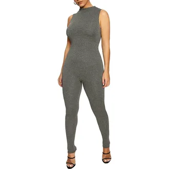 Naked Wardrobe NW Sleeveless Sculpt Jumpsuit in Charcoal at Nordstrom, Size Medium