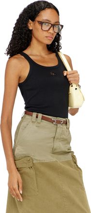 Diesel Slim tank top with laser-cut Oval D - T-Shirts - Woman - Black