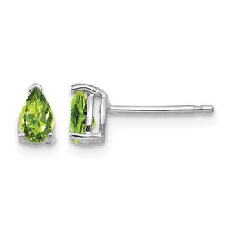 Diamond2Deal 14k White Gold 5x3mm Pear Peridot Earrings