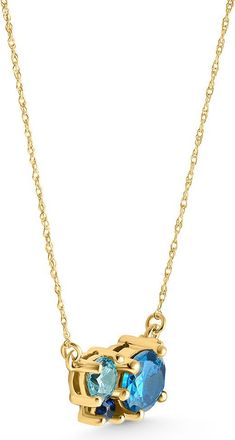 Pompeii3 3Ct Blue Sapphire Topaz Aquamarine Diamond Pendant Necklace 14k Gold Lab Grown