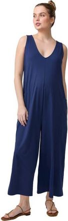 Ingrid & Isabel V-Neck Wide Leg Knit Jumpsuit in Navy at Nordstrom, Size Medium