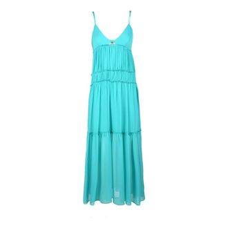 Patrizia Pepe Maxi-jurk - Dames - Maxi kleedjes - Blauw - M - Polyester - Kleedjes