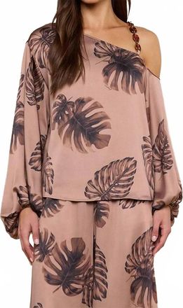 L'agence Asami Chain One Shoulder Blouse In Large Palm