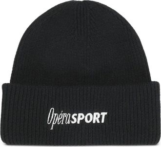 OperaSPORT Andrè embroidered-logo beanie - unisex - Organic Cotton - One Size - Black