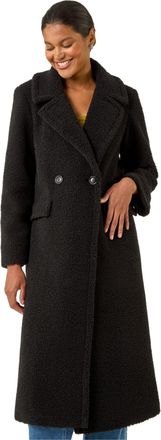 Roman Womens Borg Single Breasted Coat - Black - Size 18 UK