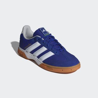 adidas Hallenschuh ADIDAS PERFORMANCE SPEZIALIST INDOOR, Herren, Gr. 42,5, bunt (lucid blau, ftwr wei&szlig;, lucid lemon), Synthetik, Textil, Schuhe Hallenschuh, 
