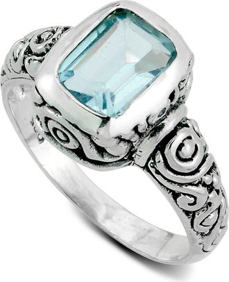 Samuel B. Emerald Cut Blue Topaz Filigree Ring at Nordstrom Rack, Size 7