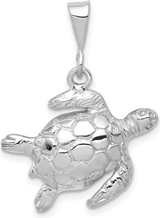 Diamond2Deal 14k White Gold Solid Polished Open-Backed Sea Turtle Pendant