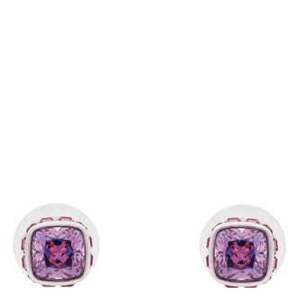 Swarovski Birthstone Pierced Earrings Studs Feb Rhodium Shiny Purple