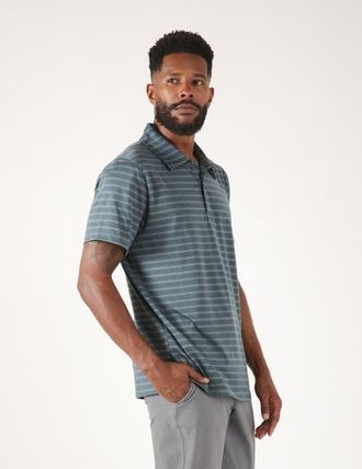 Glyder Fairway Polo in Slate Tonal Stripes at Nordstrom, Size Xx-Large