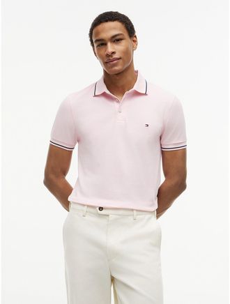 Tommy Hilfiger Mens Slim Fit Tipped Polo - Pink - L